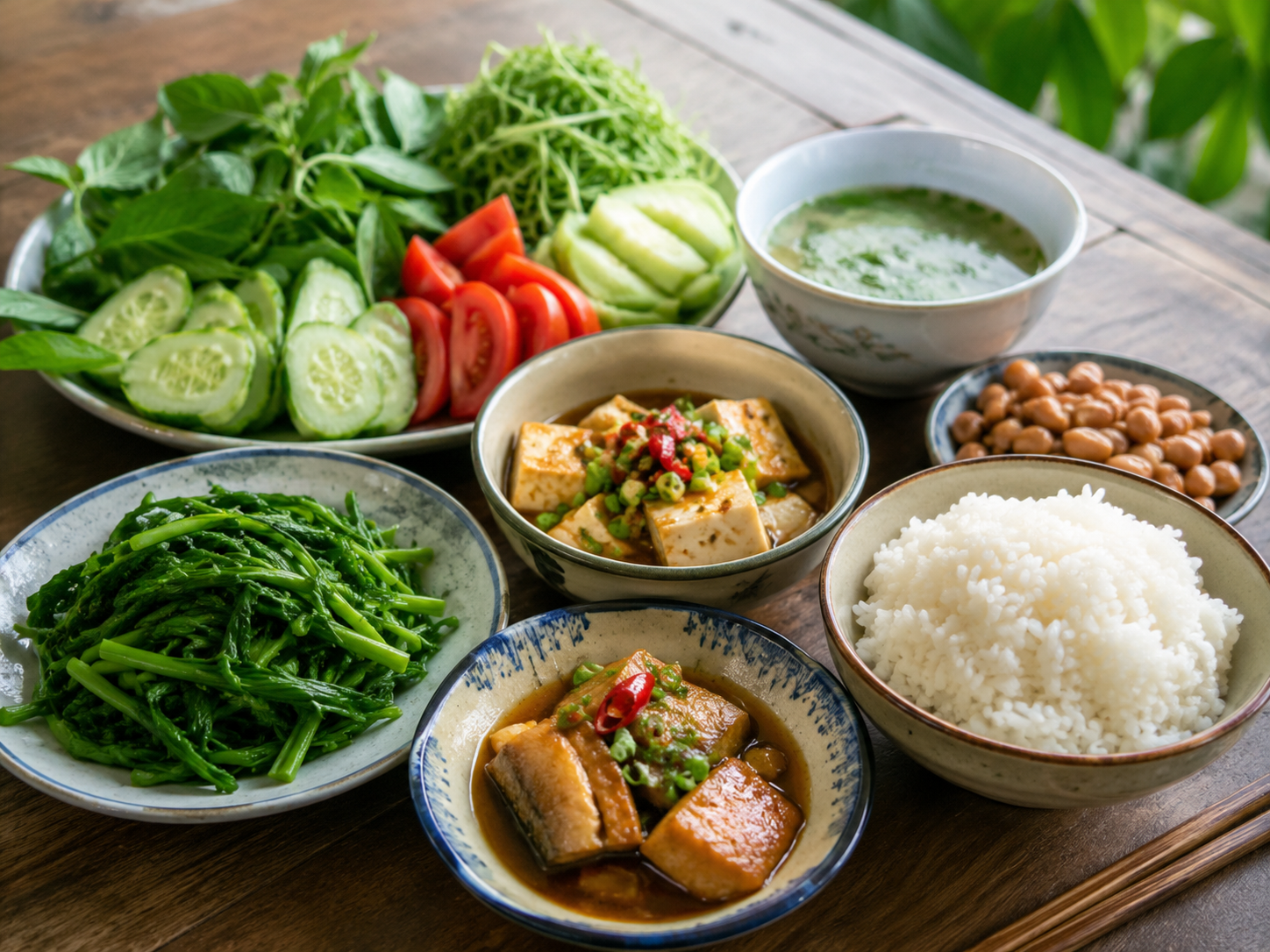 Nhóm tinh bột đạm và rau quả cho bữa trưa nuôi cơ bắp
