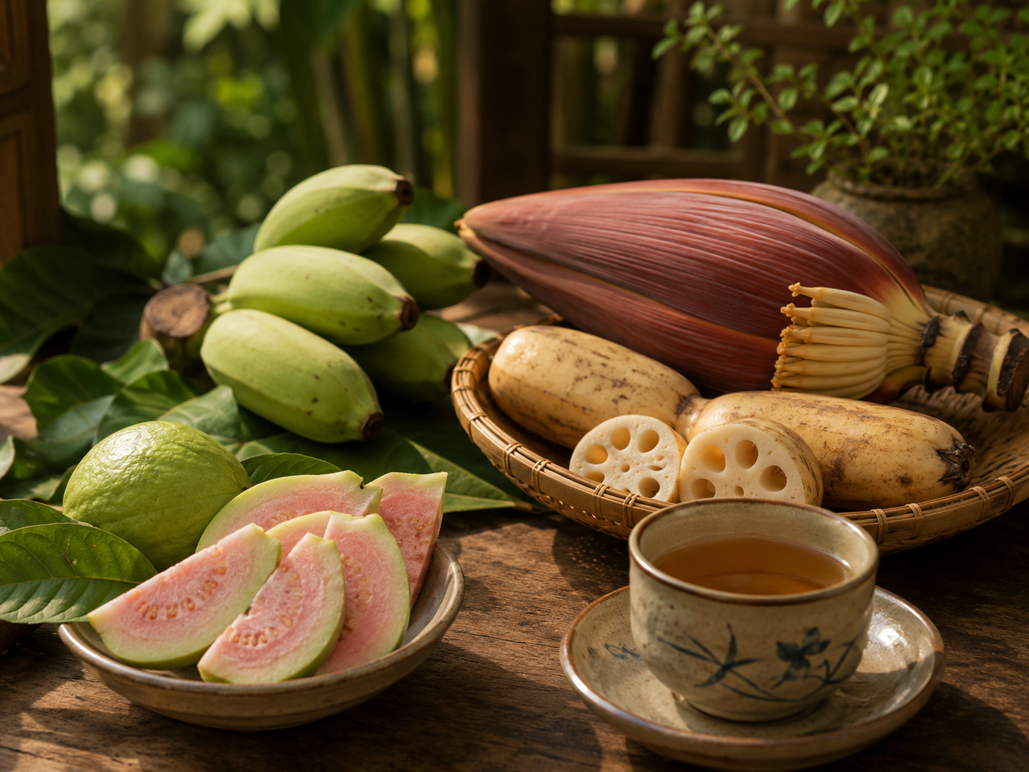 Thực phẩm có vị chát như ổi chuối xanh bắp chuối và trà