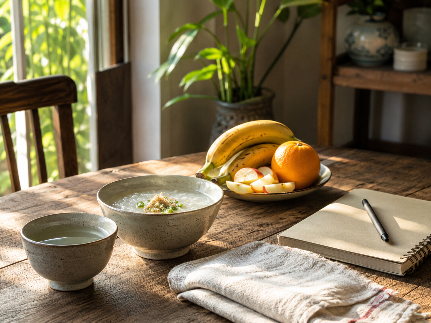 Lắng nghe cơ thể buổi sáng qua bữa ăn và ly nước ấm